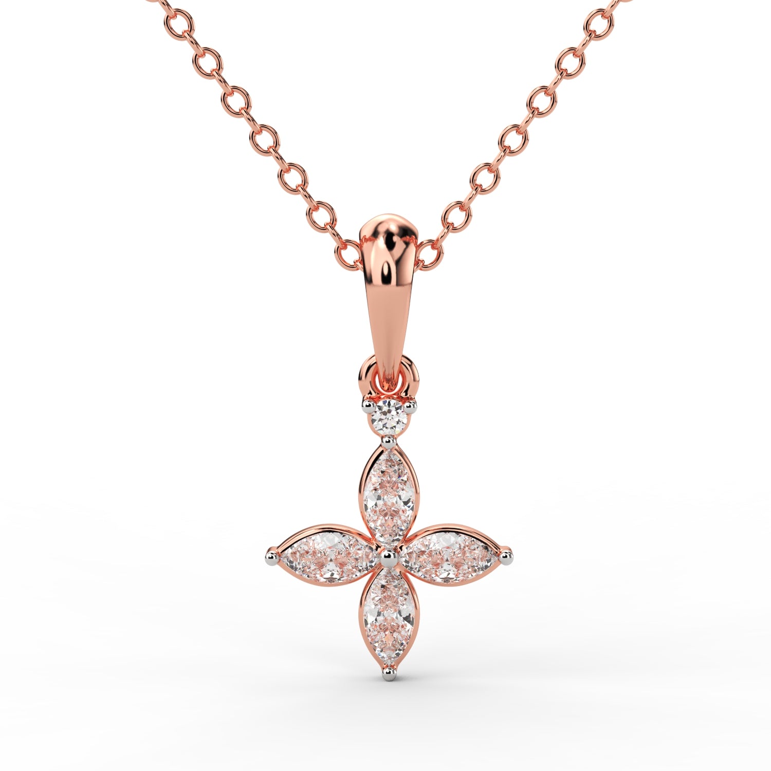 Elegant Diamond Floral Pendant in Gold
