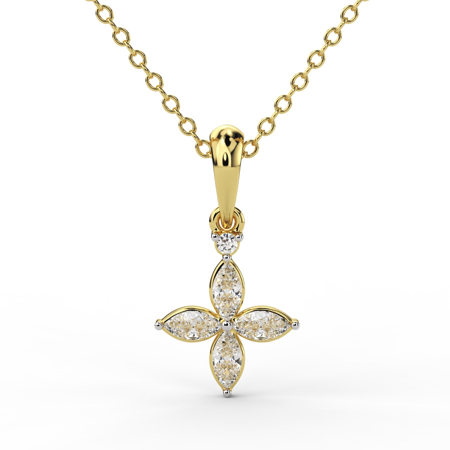 Elegant Diamond Floral Pendant in Gold
