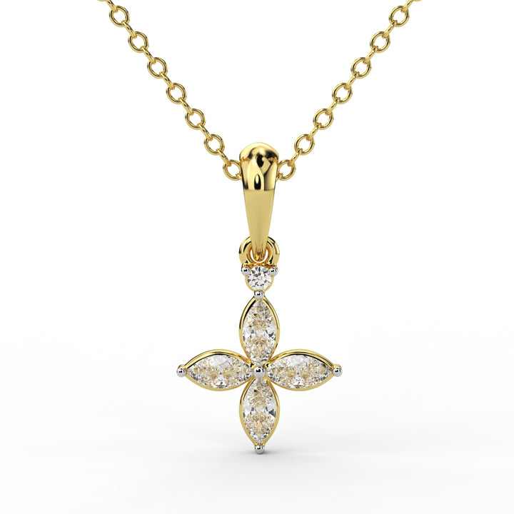 Elegant Diamond Floral Pendant in Gold