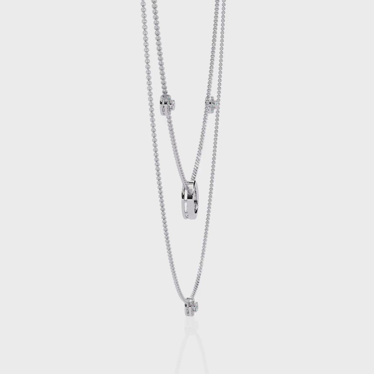 Minimalist Layered Gold Necklace with Diamond Accents