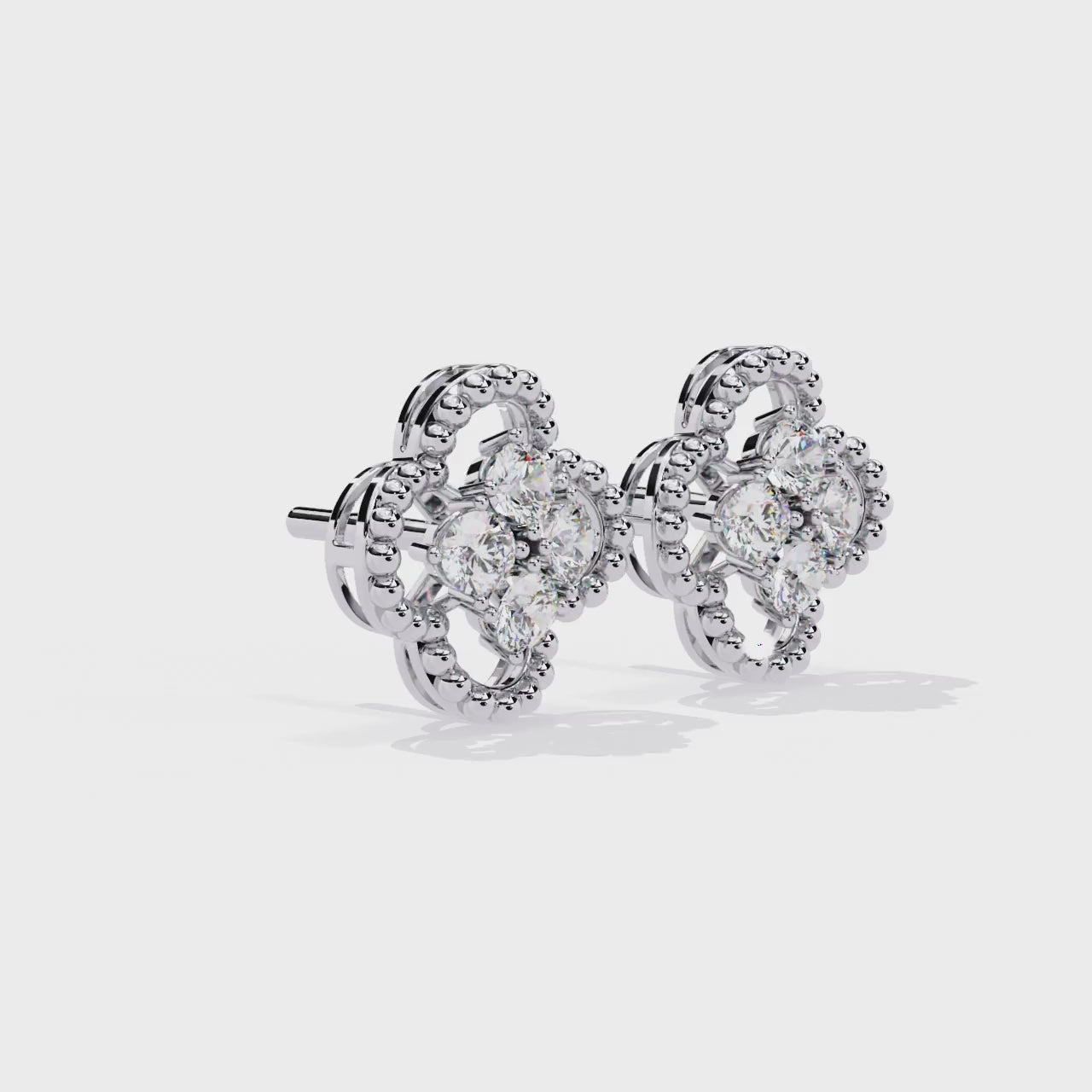 Elegant Floral Diamond Stud Earrings